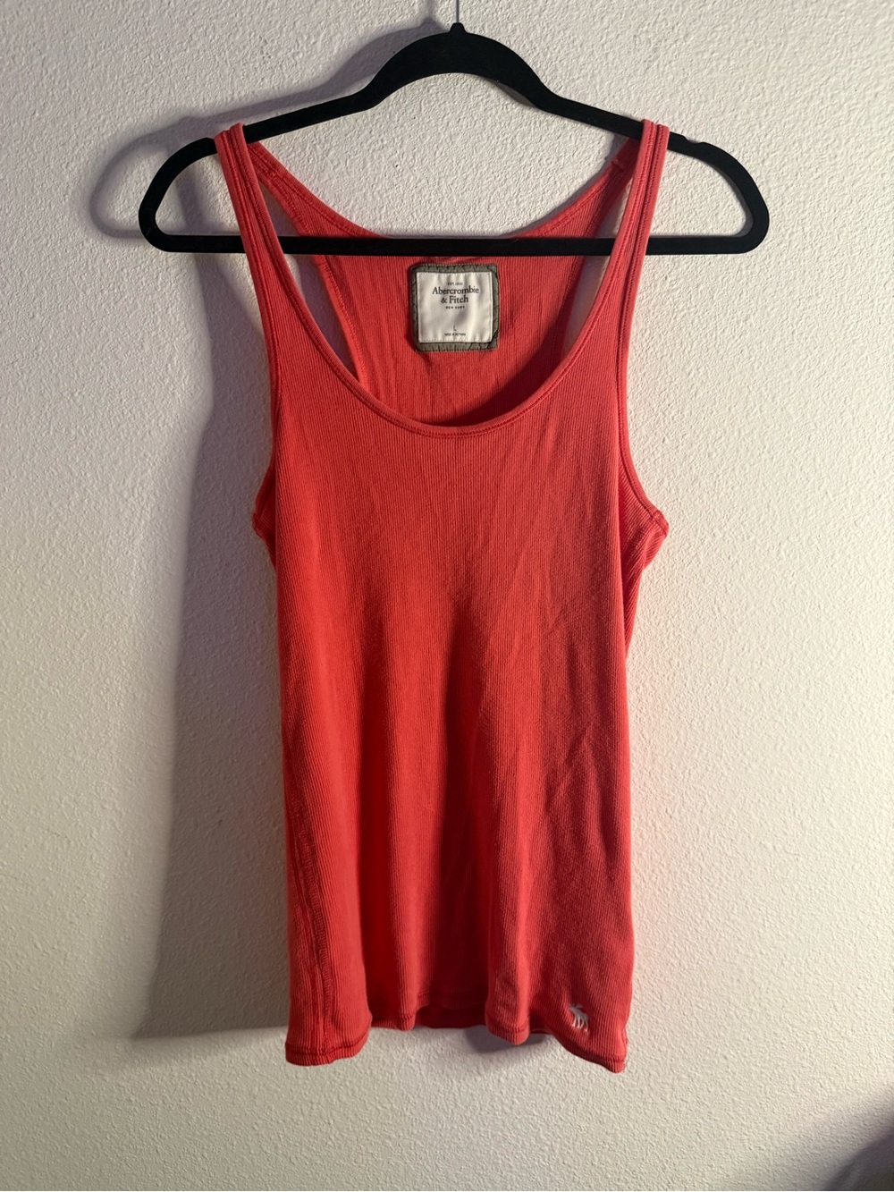 VTG Abercrombie & Fitch Coral Pink Ribbed Tank Top Large